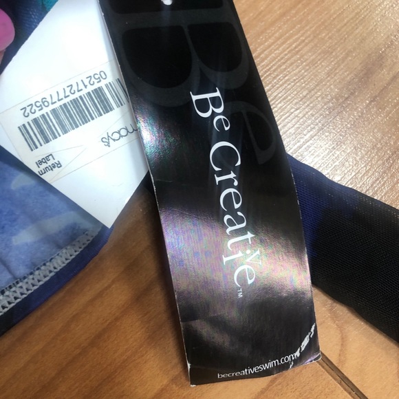 NWT “BE CREATIVE” MODELE Swimsuit Bottoms (Msrp $50) Blue Floral - Picture 2 of 6